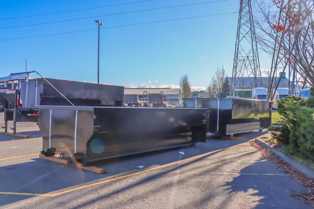 Roll-off dumpster ready for waste disposal at job site for 2 Yard Dumpster Rental in O'Hara